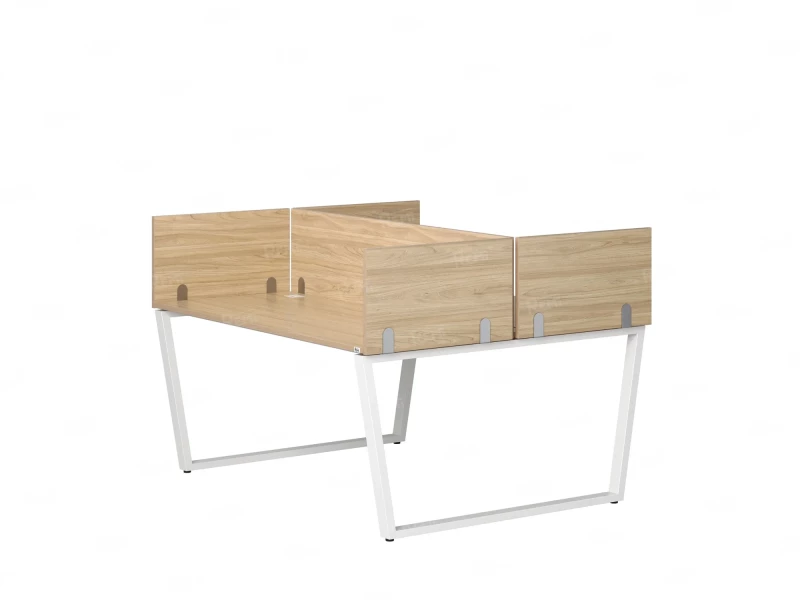 Бенч-система, 2 рабочих места, 5 ЛДСП экранов 1400x1600x750 RM172-4-14x16 Вяз Швейцарский светлый/Белый