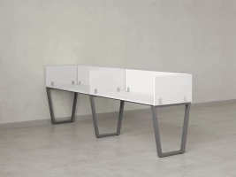 Бенч-система в 1 ряд, 2 рабочих места 5 ЛДСП экранов 3600x600x750 RM174-2-36x6 Белый/Серый