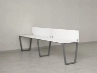 Бенч-система в 1 ряд, 2 рабочих места 2 ЛДСП экранов 2000x800x750 RM174-4-20x8 Белый/Серый