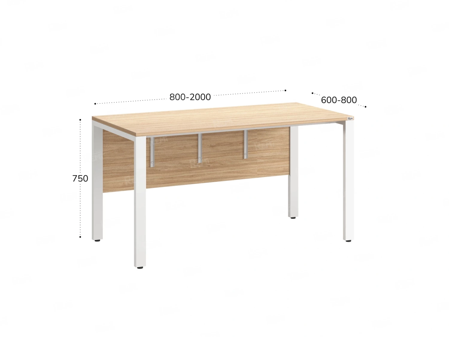 Стол прямой на П-образных опорах, экран ЛДСП 2000x800x750 RM005-20x8 Вяз Швейцарский светлый/Белый