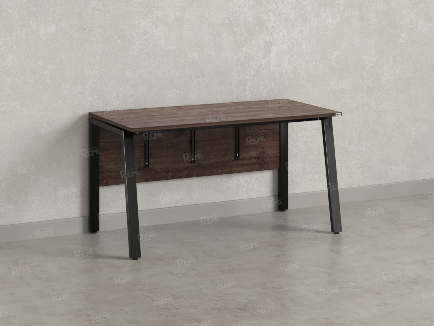 Стол прямой, Л-опора, экран ЛДСП,парящая стол-ца 1600x600x750 RM009-16x6 Дуб Апрельский шоколад/Черный