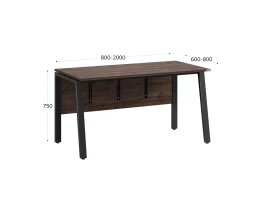 Стол прямой, Л-опора, экран ЛДСП,парящая стол-ца 1600x600x750 RM009-16x6 Дуб Апрельский шоколад/Черный