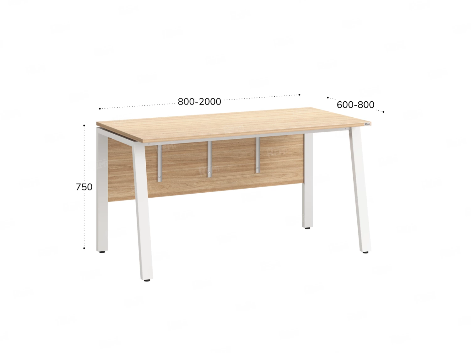 Стол прямой, Л-опора, экран ЛДСП,парящая стол-ца 2000x700x750 RM009-20x7 Вяз Швейцарский светлый/Белый