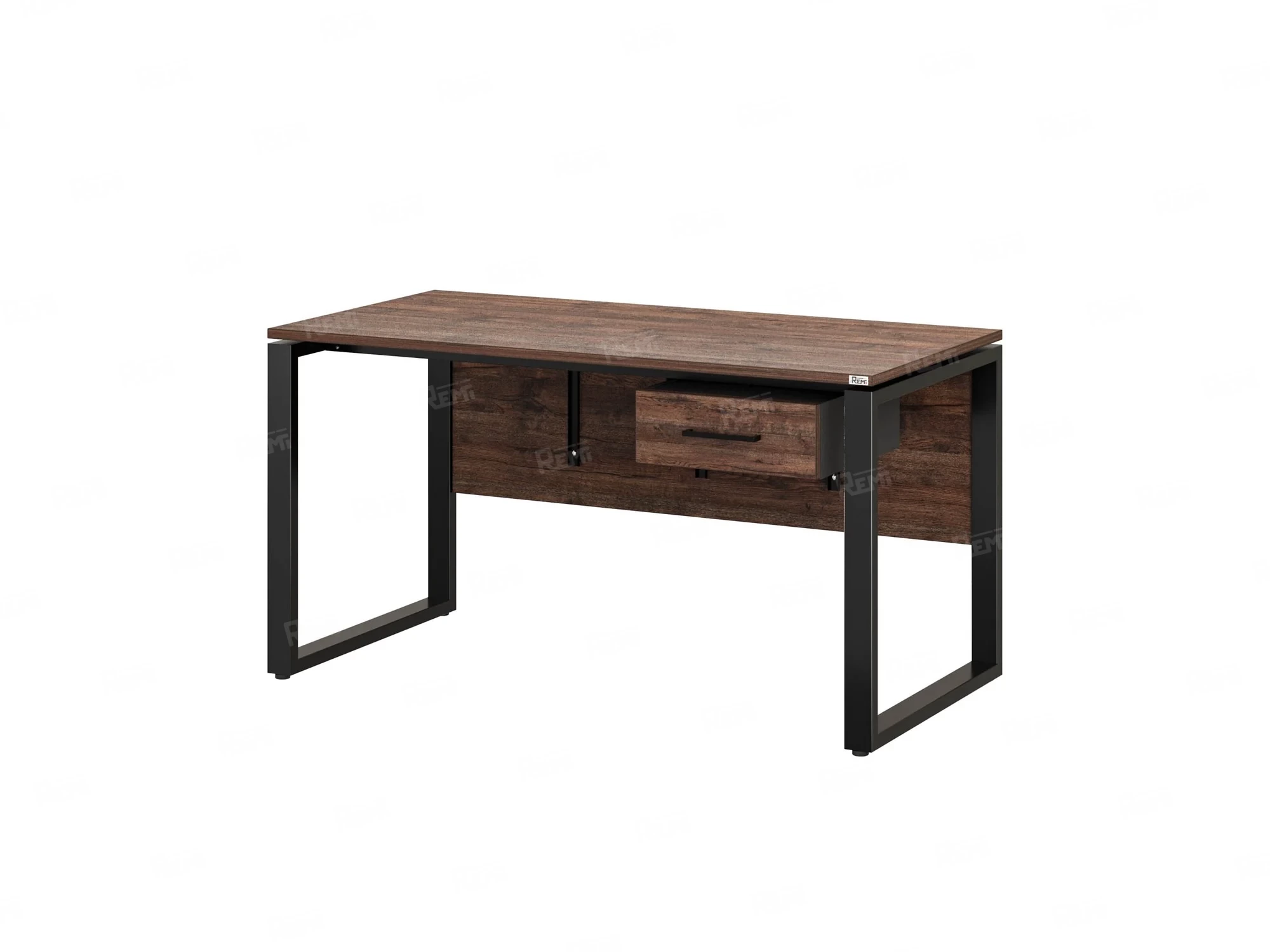 Стол прямой, подвесная тумба, ЛДСП экран, О-опора 2000x800x750 RM032-20x8 Дуб Апрельский шоколад/Черный