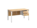 Стол прямой, подвесная тумба, ЛДСП экран, П-опора 1600x800x750 RM031-16x8 Вяз Швейцарский светлый/Белый
