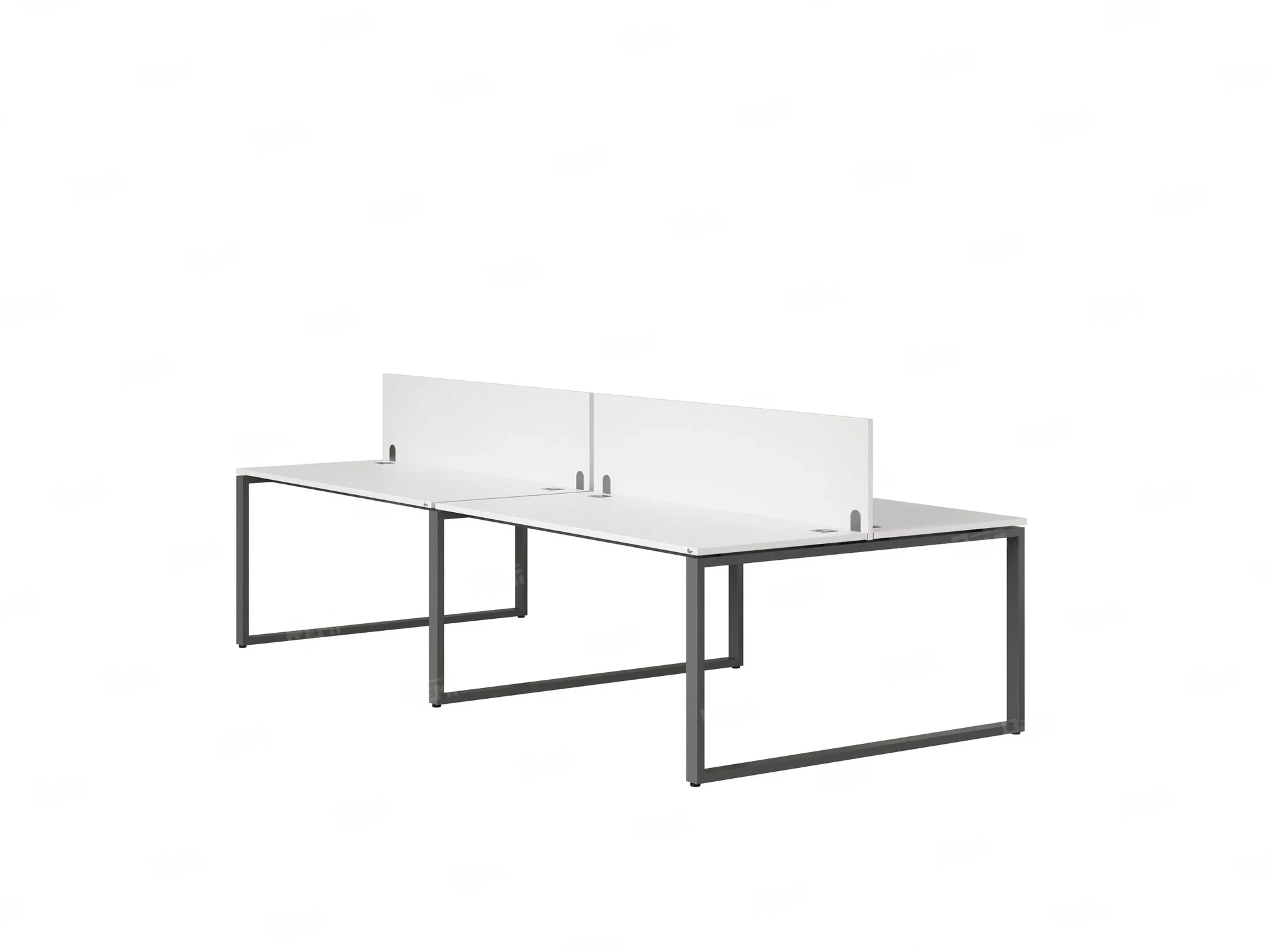 Бенч-система, 4 рабочих места, на О-образных опорах, 2 ЛДСП экранов 3600x1200x750 RM170-4-18x12 Белый/Серый