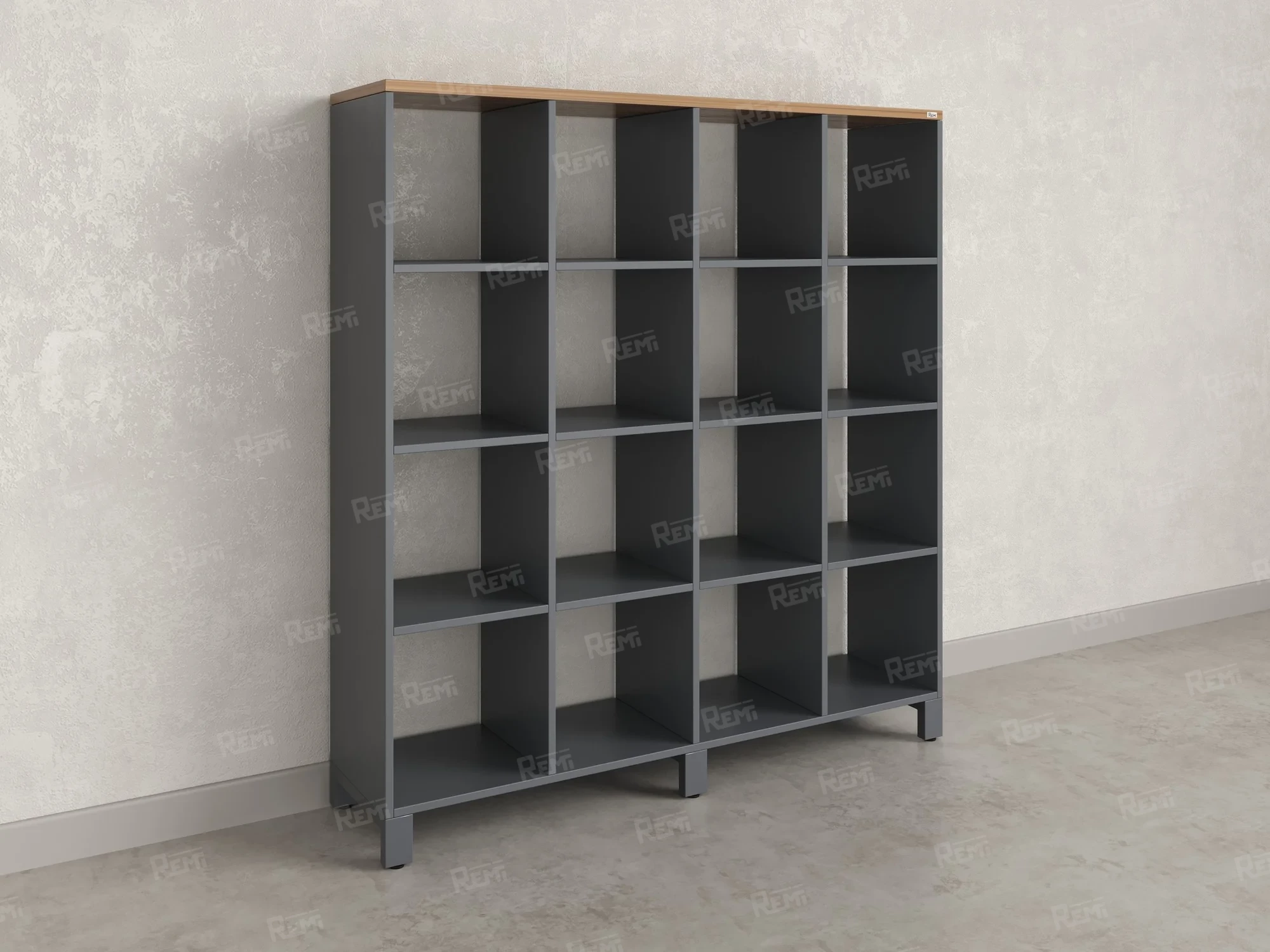 Стеллаж, 16 ячеек 1500х370х1620 RM140-15x37 Дуб Юстус/Серый