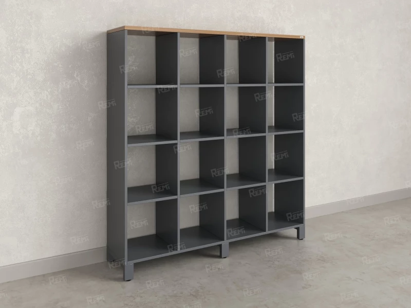 Стеллаж, 16 ячеек 1500х370х1620 RM140-15x37 Дуб Юстус/Серый