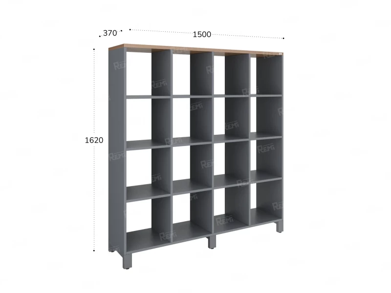 Стеллаж, 16 ячеек 1500х370х1620 RM140-15x37 Дуб Юстус/Серый