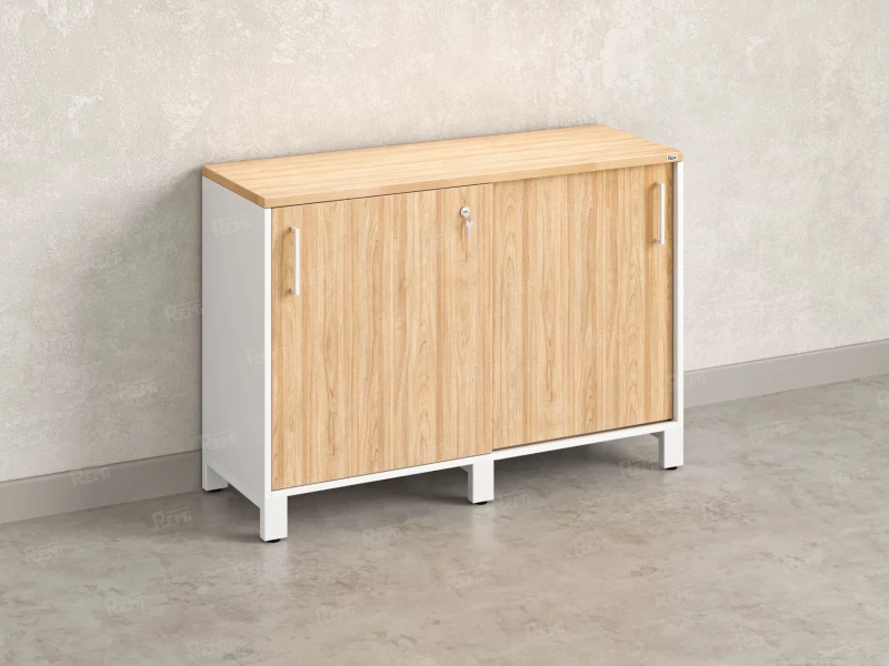 Низкий шкаф-купе 1200x420x850 RM124-120x42 Вяз Швейцарский светлый/Белый
