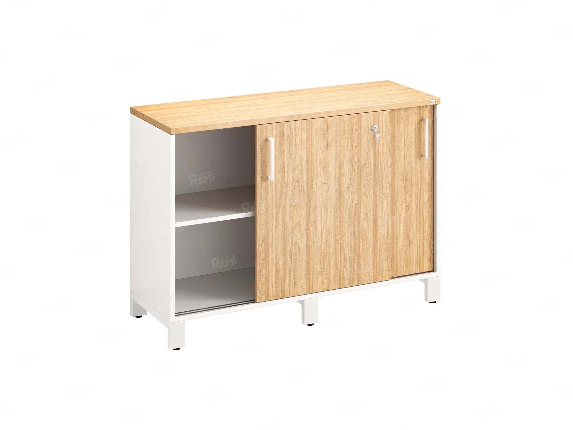 Низкий шкаф-купе 1200x420x850 RM124-120x42 Вяз Швейцарский светлый/Белый