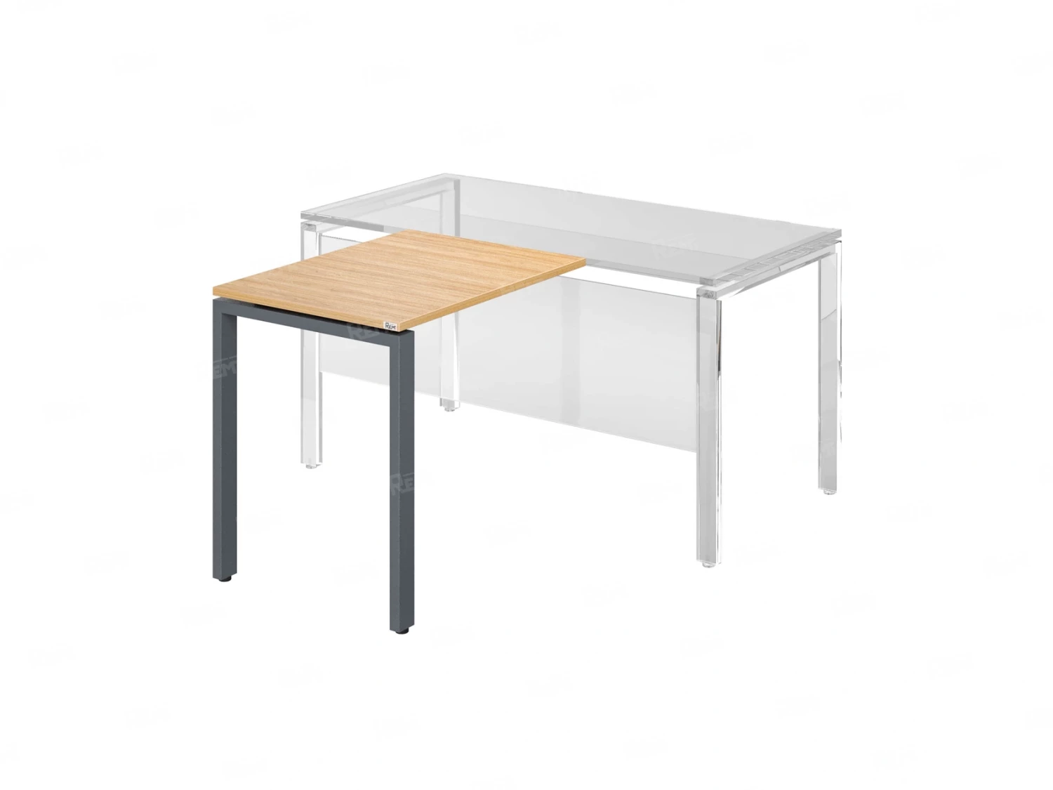 Брифинг прямой, с парящей столешнецей, на П-образном каркасе 1800x700x750 RM070-18x7 Вяз Швейцарский светлый/Серый