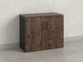Шкаф низкий распашной, регулируемые опоры, 2 уровня 900x600x750 RM148-90x60 Дуб Апрельский шоколад/Черный