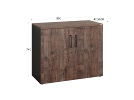 Шкаф низкий распашной, регулируемые опоры, 2 уровня 900x600x750 RM148-90x60 Дуб Апрельский шоколад/Черный