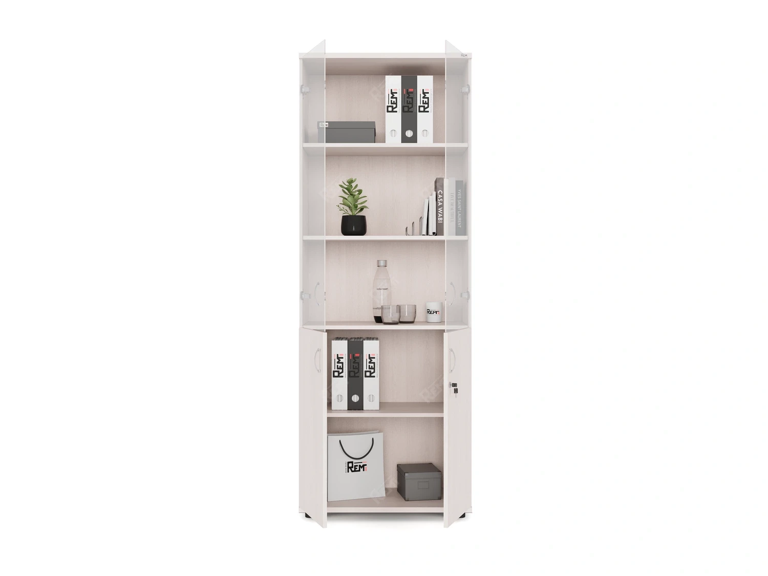 Шкаф комбинированный RLG039 700х350х1830 Дуб Молочный, Серия ЛАЙТ | LIGHT