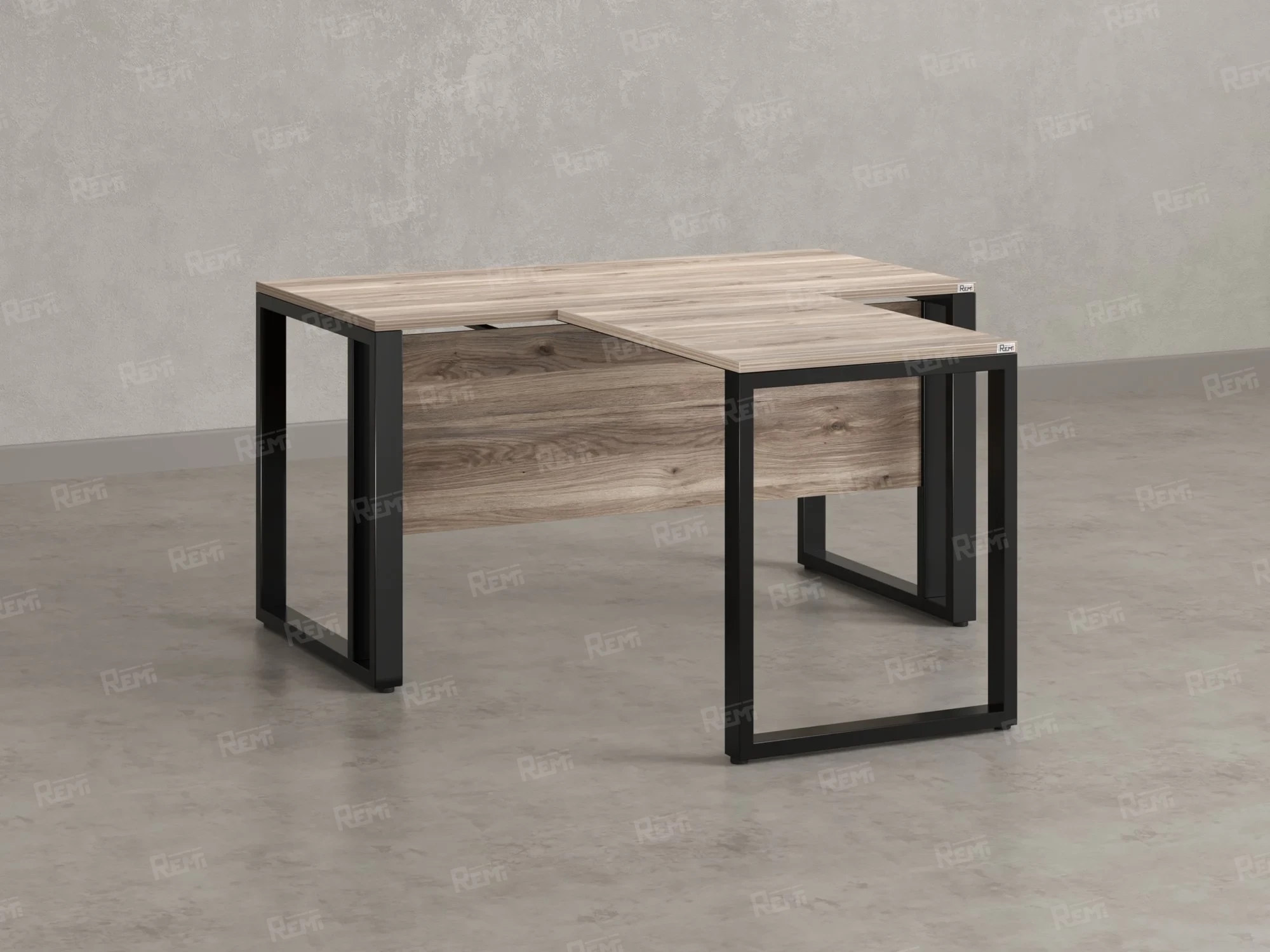 Стол с брифингом на О-образных опорах с экраном ЛДСП RM046-12x7 1200x1900x750 Дуб Маувелла/Черный