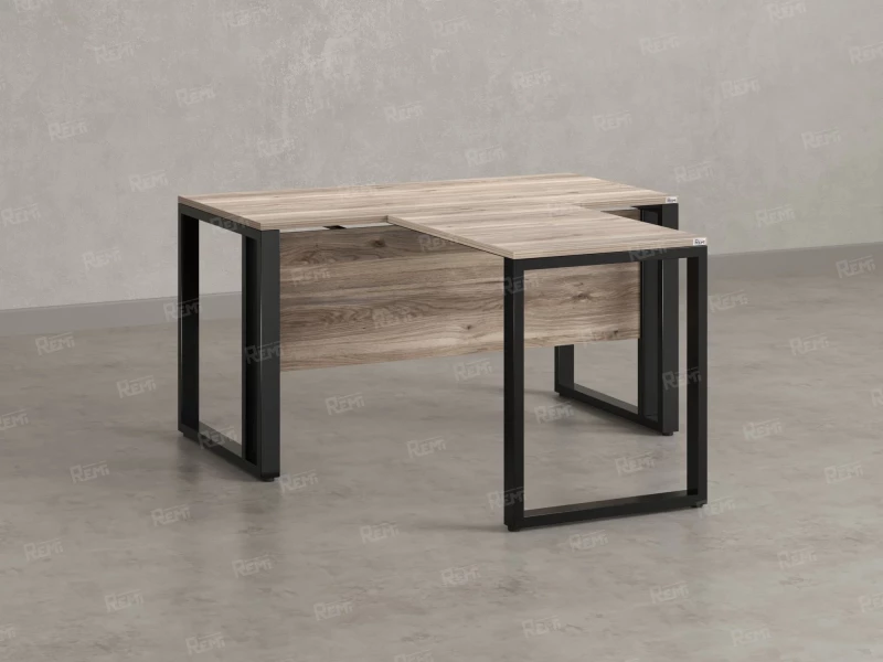 Стол с брифингом на О-образных опорах с экраном ЛДСП RM046-12x7 1200x1900x750 Дуб Маувелла/Черный