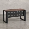 Стол прямой на О-образных опорах с металлическим экраном 1200x900x750 RM042-12x9 Дуб Апрельский шоколад/Черный