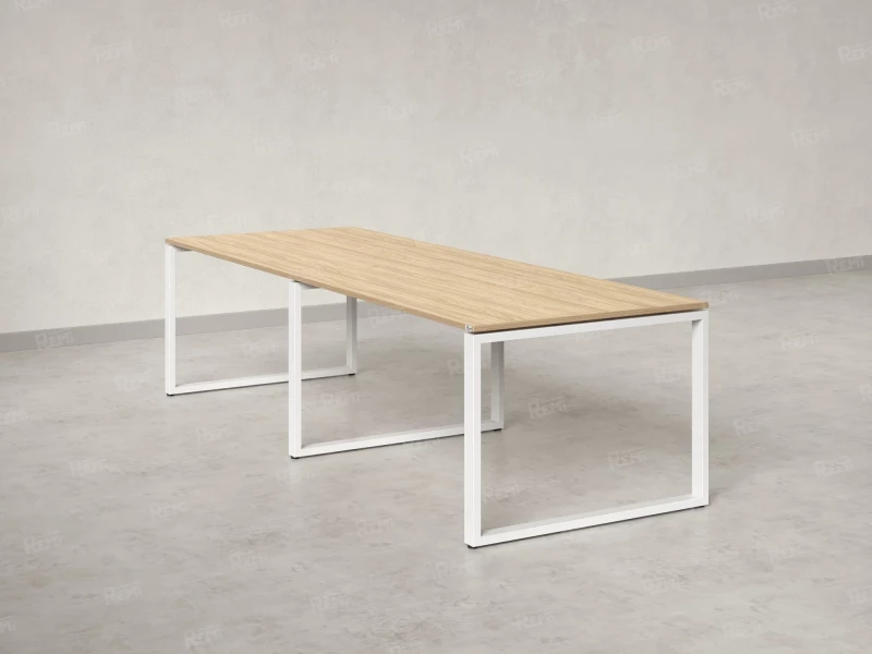 Cтол для переговоров, на О-обазном каркасе 2400x1250x750 RM081-240x125 Вяз Швейцарский светлый/Белый