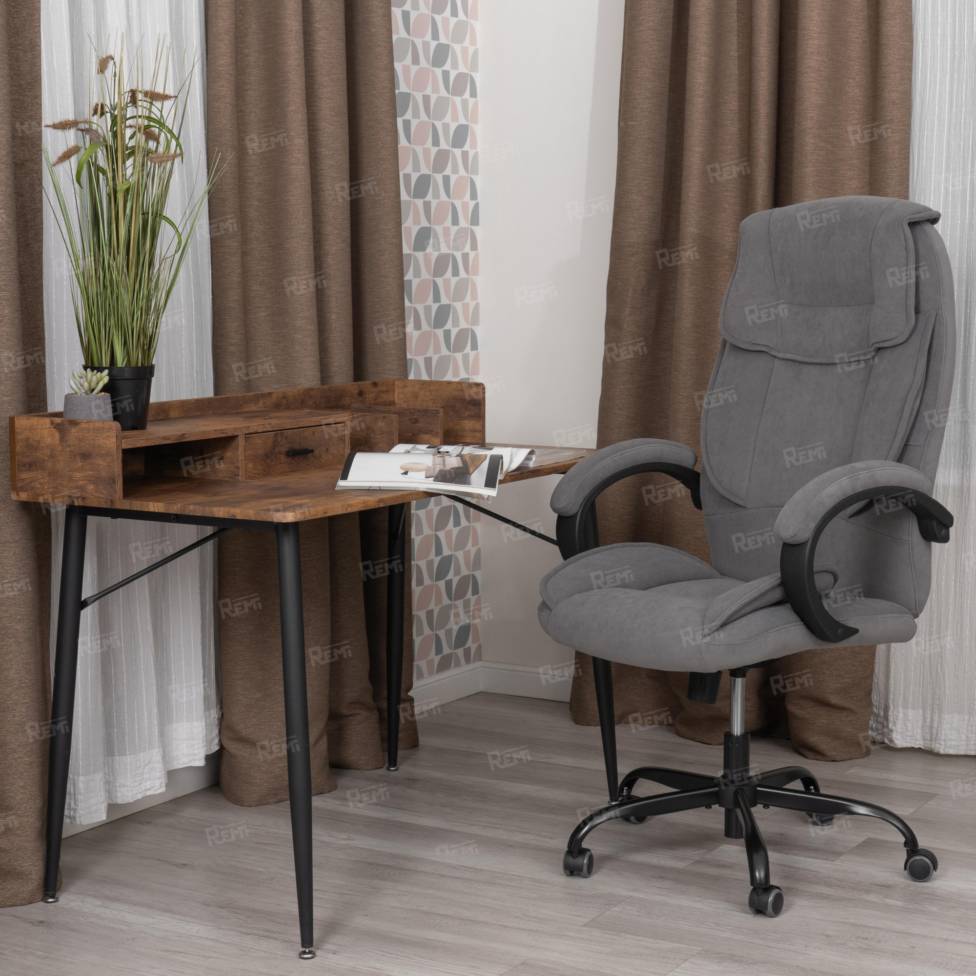 Кресло OREON metalBL Серый/Серый, Велюр (арт. 25043)