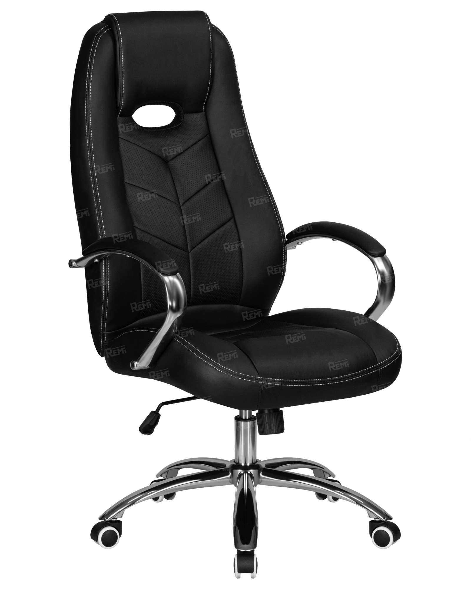 TOBIAS, Кресло для руководителя, цвет сиденья черный, цвет основания хромированная сталь (арт. LMR-129B)