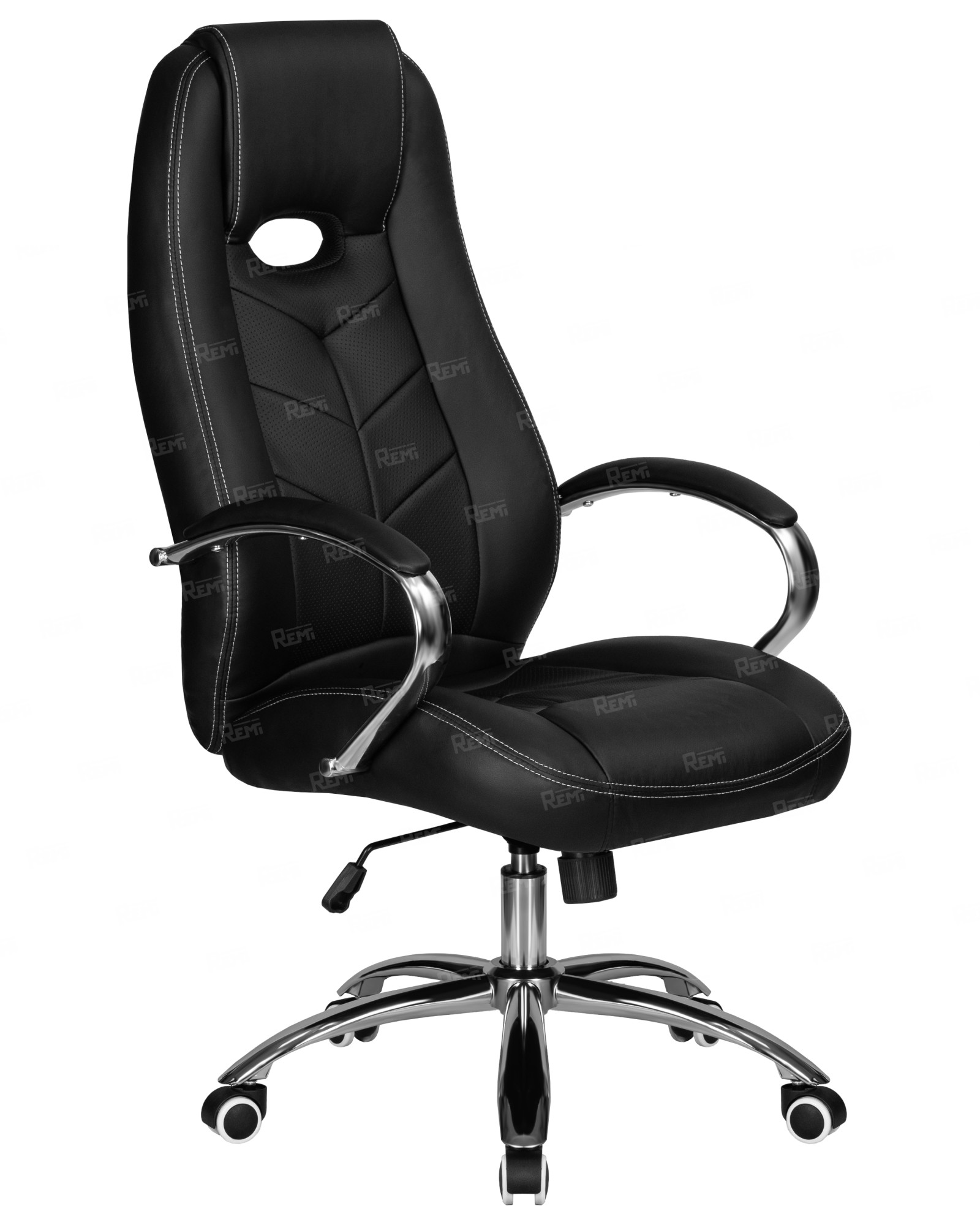 TOBIAS, Кресло для руководителя, цвет сиденья черный, цвет основания хромированная сталь (арт. LMR-129B)