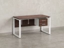 Стол прямой, подвесная тумба, ЛДСП экран, О-опора 1800x600x750 RM033-18x6 Дуб Апрельский шоколад/Белый