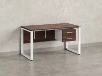 Стол прямой, подвесная тумба, ЛДСП экран, О-опора 1800x600x750 RM033-18x6 Дуб Апрельский шоколад/Белый