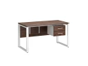 Стол прямой, подвесная тумба, ЛДСП экран, О-опора 1800x600x750 RM033-18x6 Дуб Апрельский шоколад/Белый