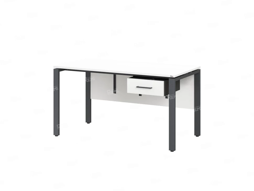 Стол прямой, подвесная тумба, ЛДСП экран, П-опора 1800x700x750 RM030-18x7 Белый/Серый