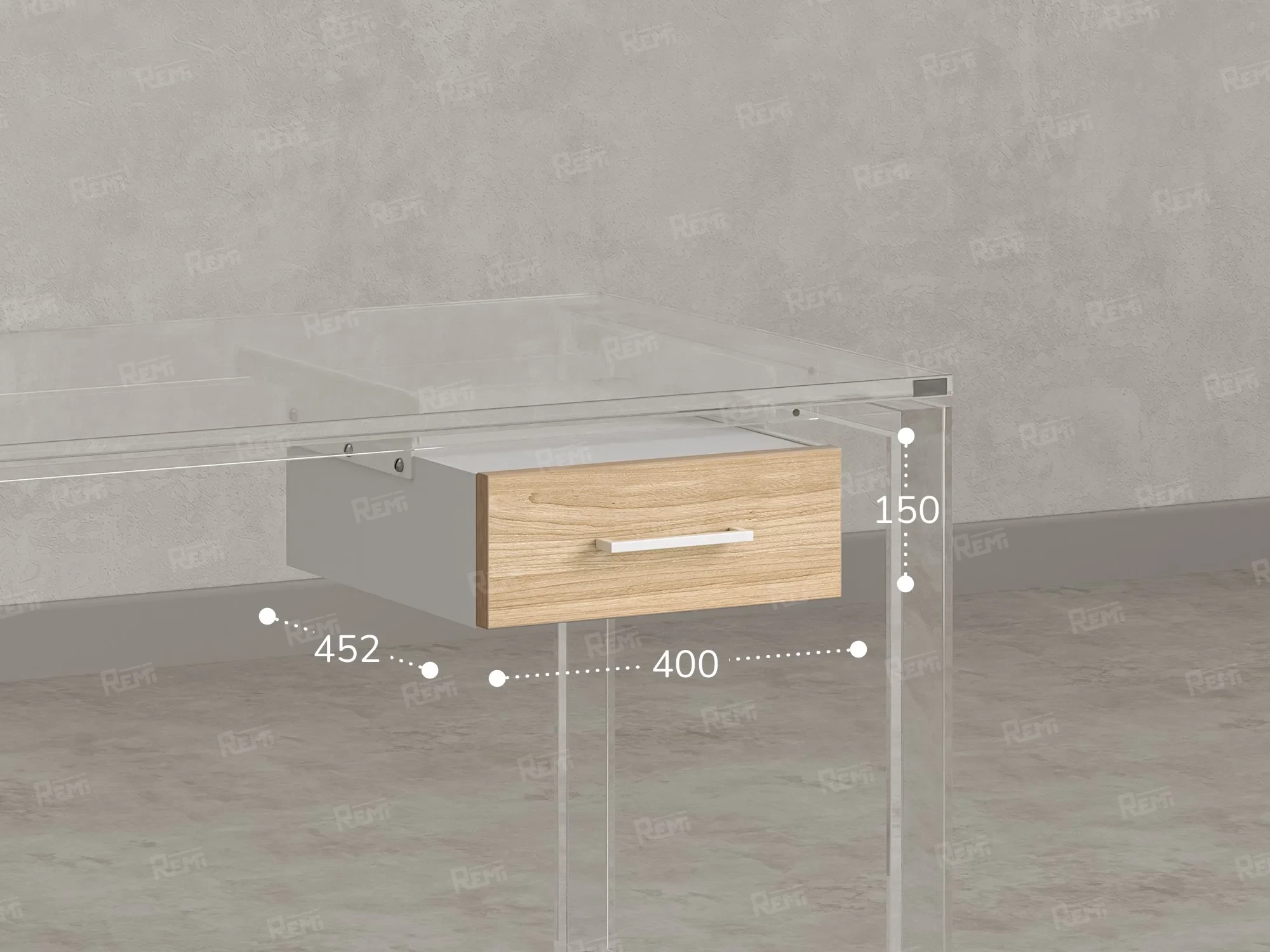 Тумба подвесная, один ящик 400x452x150 RM200-16х7 Вяз Швейцарский Светлый/Белый