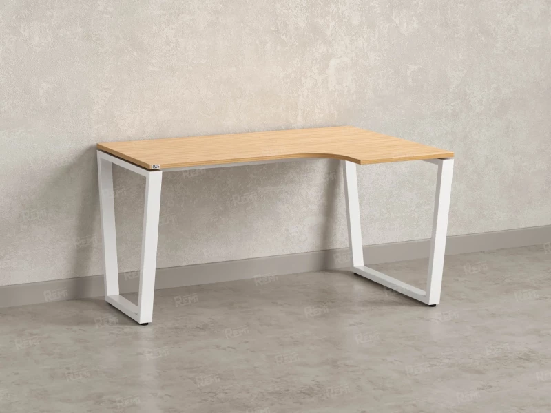 Стол угловой, U-опора, правый 1800x800/1000x750, RM050-18x8-10 Вяз Швейцарский светлый/Белый