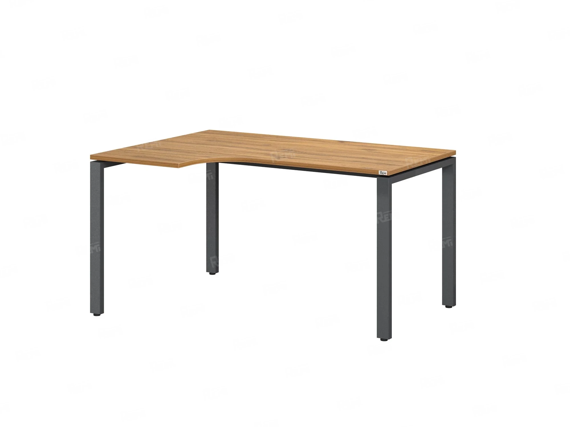 Стол угловой, П-опора, левый 1400x600/900x750, RM053-14x6-9 Дуб Юстус/Серый