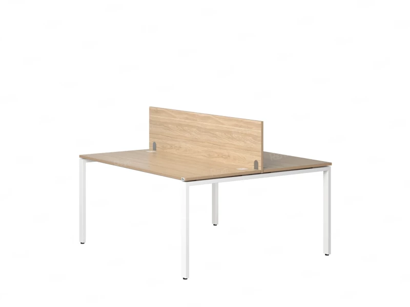 Бенч-система, 2 рабочих места, с одним экраном ЛДСП 1200x1200x750 RM165-2-12x12 Вяз Швейцарский светлый/Белый