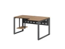 Стол угловой, экран металл, О-опора, правый 1600x600/900x750, RM057-16x6-9 Дуб Юстус/Серый