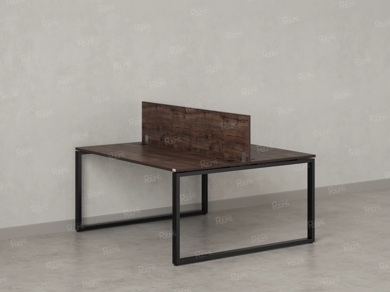 Бенч-система, 2 рабочих места, с одним экраном ЛДСП 1600x1600x750 RM169-2-16x16 Дуб Апрельский шоколад/Черный