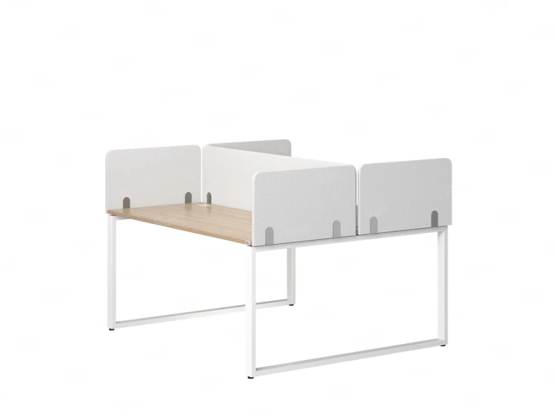 Бенч-система, 2 рабочих места, 5 тканевых экранов 1200x1200x750 RM169-3-12x12 Вяз Швейцарский светлый/Белый