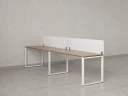 Бенч-система в 1 ряд, 2 рабочих места 2 тканевых экранов 2400x600x750 RM168-3-24x6 Дуб Юстус/Белый
