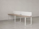 Бенч-система в 1 ряд, 2 рабочих места 2 тканевых экранов 2400x600x750 RM168-3-24x6 Дуб Юстус/Белый