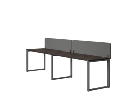 Бенч-система в 1 ряд, 2 рабочих места 2 тканевых экранов 3200x700x750 RM168-3-32x7 Дуб Апрельский шоколад/Серый
