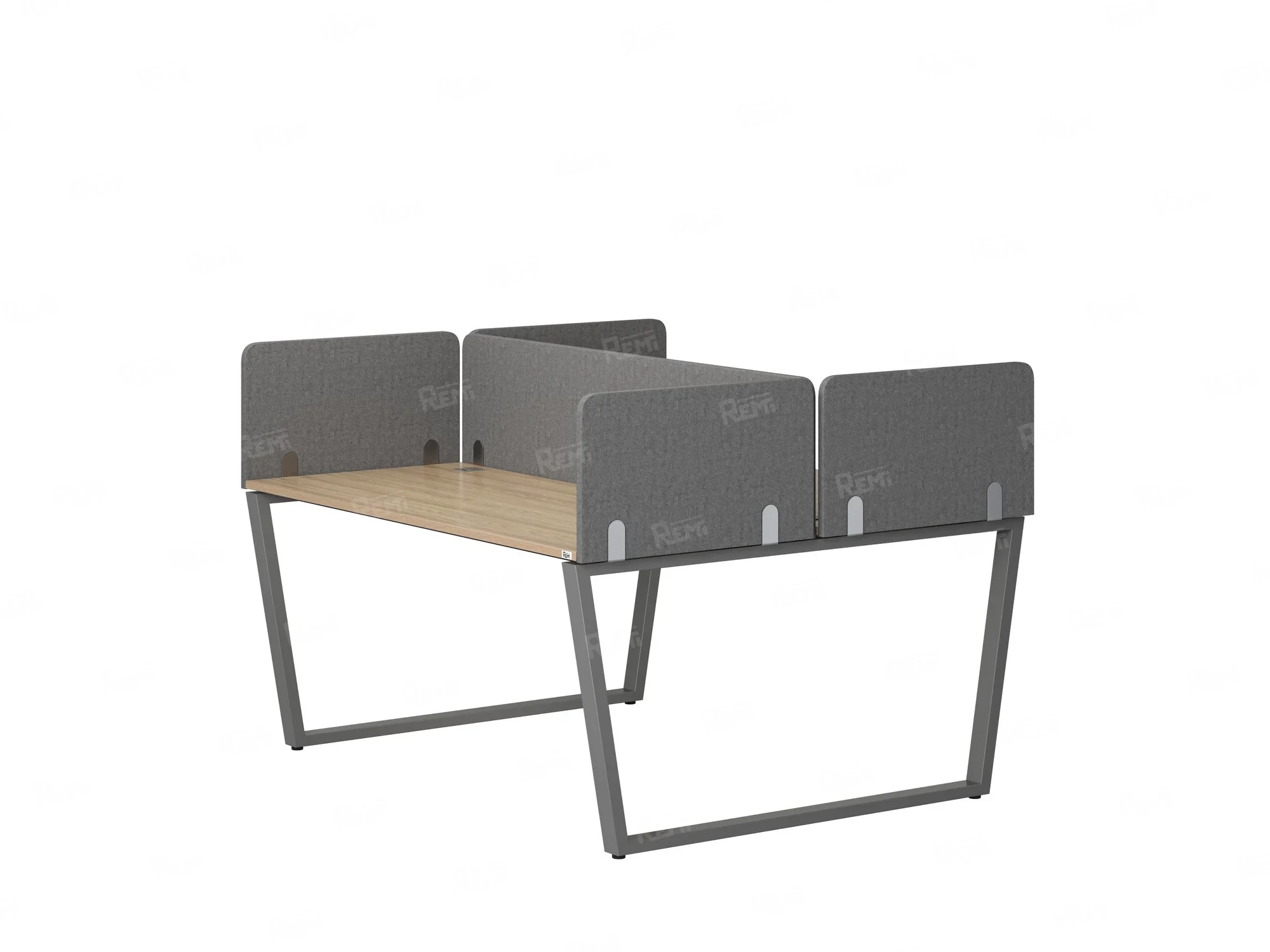 Бенч-система, 2 рабочих места, 5 тканевых экранов 1200x1200x750 RM172-3-12x12 Вяз Швейцарский светлый/Серый