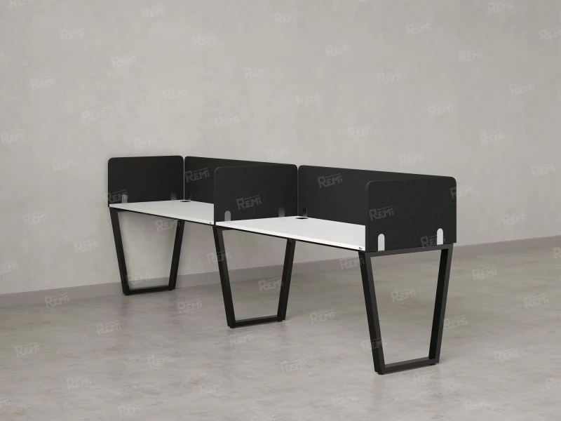 Бенч-система в 1 ряд, 2 рабочих места 5 тканевых экранов 2700x700x750 RM174-1-27x7 Белый/Черный