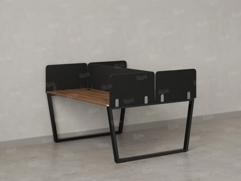 Бенч-система, 2 рабочих места, 5 тканевых экранов 1600x1200x750 RM172-3-16x12 Дуб Юстус/Черный