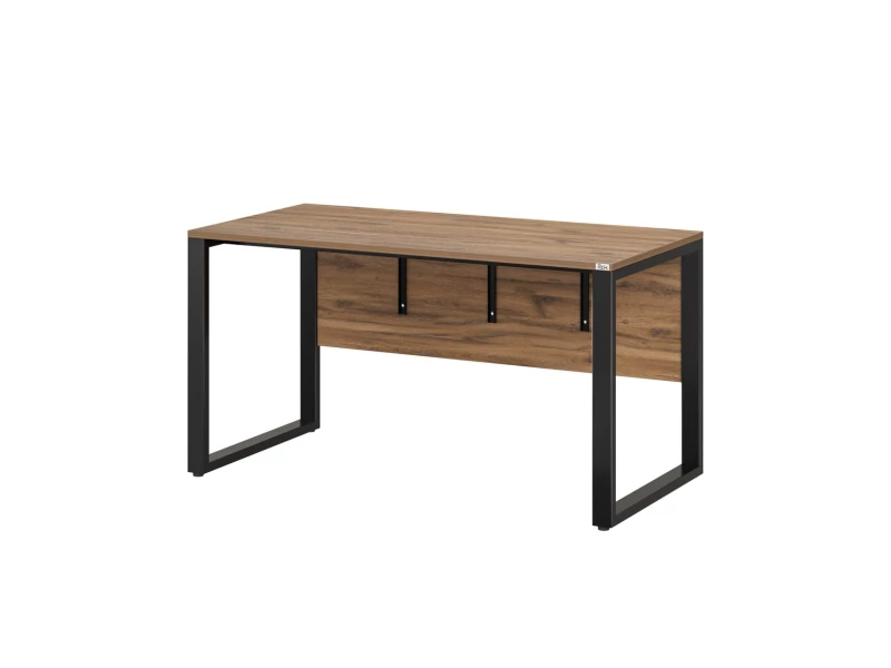 Стол прямой на О-образных опорах, экран ЛДСП 1200x800x750 RM006-12x8 Дуб Юстус/Черный