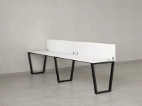 Бенч-система в 1 ряд, 2 рабочих места 2 ЛДСП экранов 2000x800x750 RM174-4-20x8 Белый/Черный