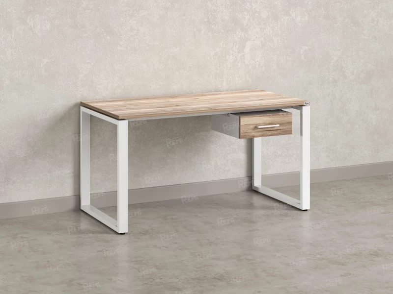 Стол прямой с подвесной тумбой, О-опора 1600x800x750 RM036-16x8 Дуб Маувелла/Белый