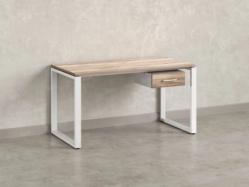 Стол прямой с подвесной тумбой, О-опора 1600x800x750 RM036-16x8 Дуб Маувелла/Белый