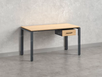 Стол прямой с подвесной тумбой, П-опора 2000x600x750 RM038-20x6 Вяз Швейцарский светлый/Серый