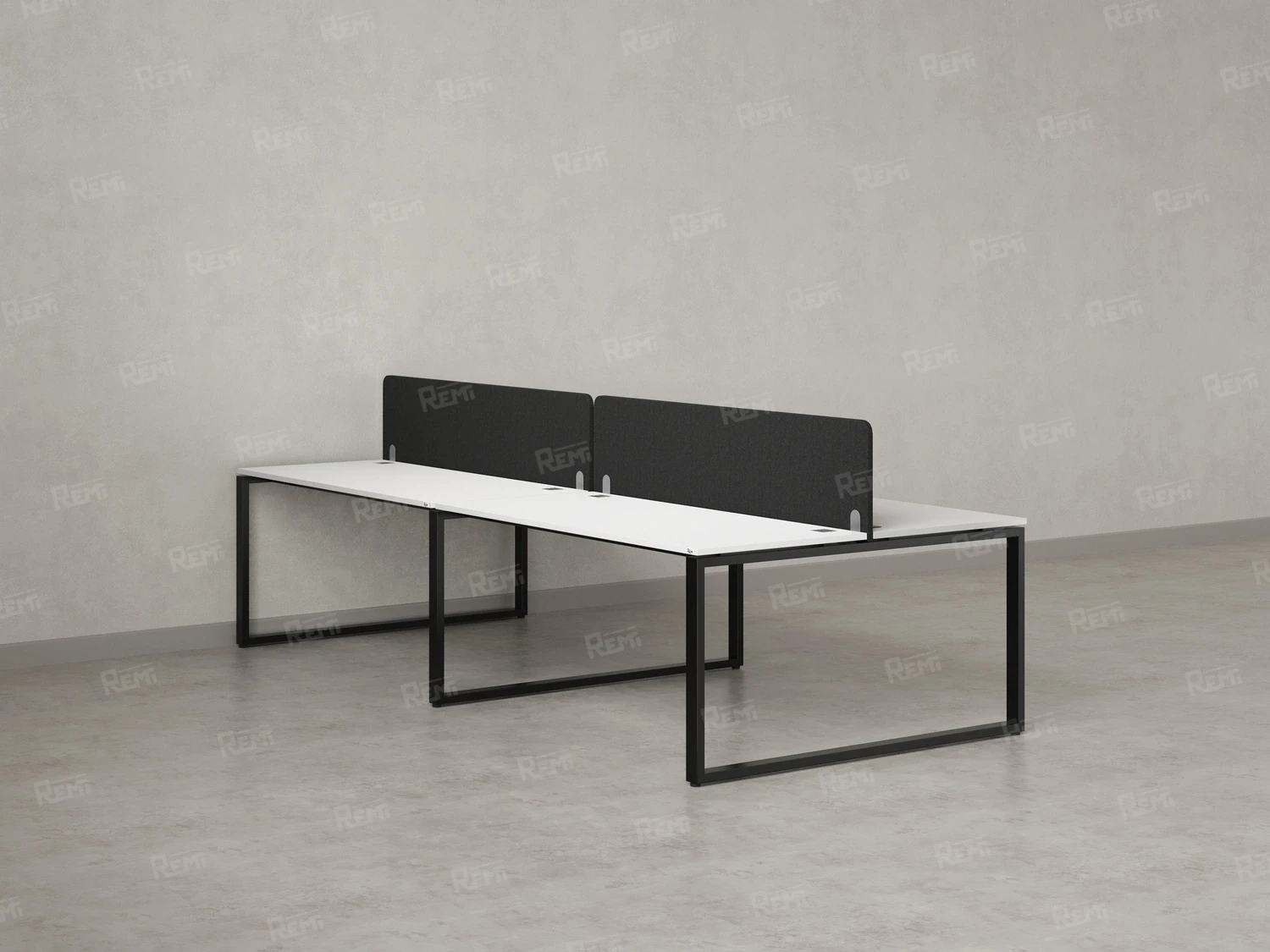 Бенч-система, 4 рабочих места, на О-образных опорах, 2 тканевых экранов 2800x1400x750 RM170-3-14x14 Белый/Черный