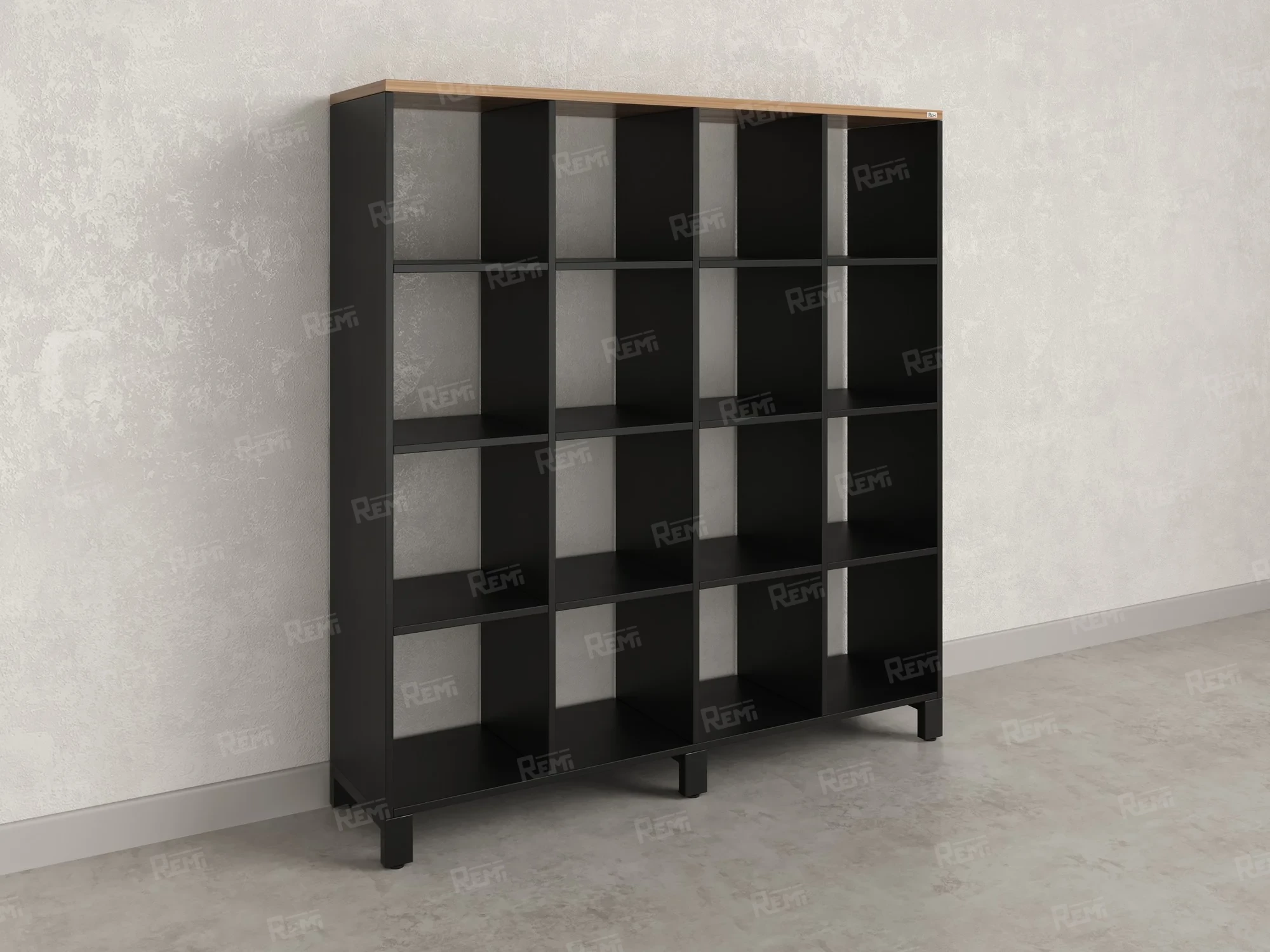 Стеллаж, 16 ячеек 1500х370х1620 RM140-15x37 Дуб Юстус/Черный